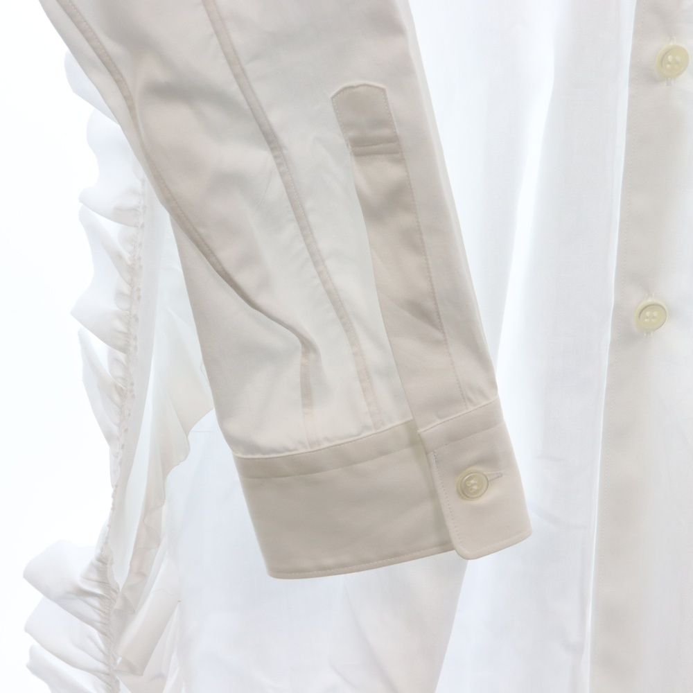 BLACK COMME des GARCONS ブラックコムデギャルソン Cton Boadcloth Long Sleeve White Shirt サイドフリルデザイン 綿ブロード 長袖シャツ 1M-B023-052 ホワイト レディース BLACK COMME des GARCONS (ブラックコムデギャルソン) Cton Boadcloth
