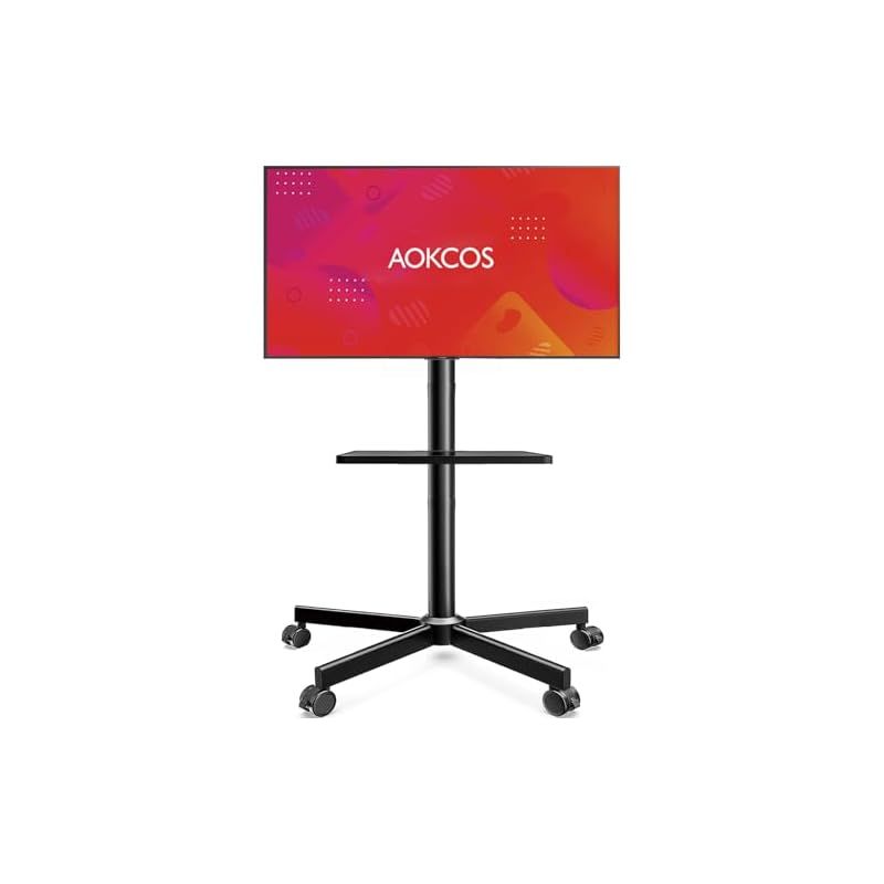 AOKCOS テレビスタンド 移動式テレビスタンド テレビカート 32-65インチテレビ対応 高さ調整可 チルト機能 棚板1枚付 キャスター付き 荷重40kg 壁寄せ 省スペース TC-A2431MB 1