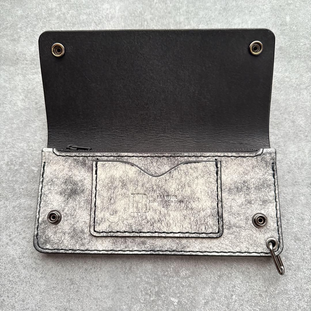 オールブラック 本革トラッカーウォレット