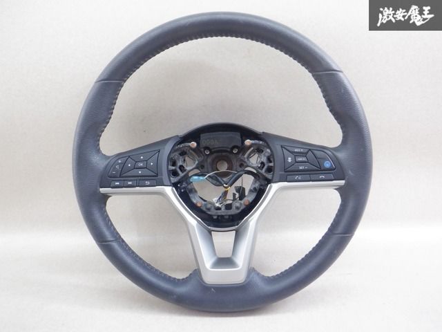 【ストア出品】日産純正 B44A B45A ルークス ハンドル ステアリングハンドル ステアリングホイール  グレー レザー 直径約37cm 棚2N25