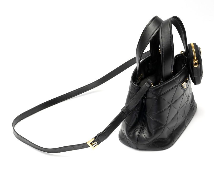 PRADA プラダ 2way ハンドバッグ レザー ブラック 黒 プラダ PRADA ☆ロゴエンボスレザー2WAYハンドバッグ- BAULETTO