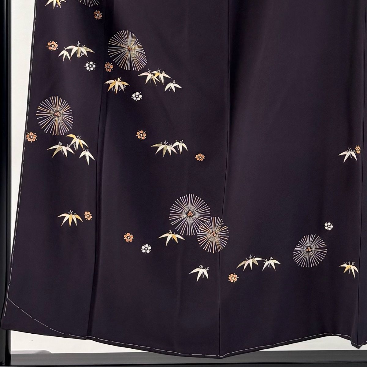 付下げ 身丈155cm 裄丈63.5cm S 袷 松竹梅 金糸 金彩 濃紫 正絹