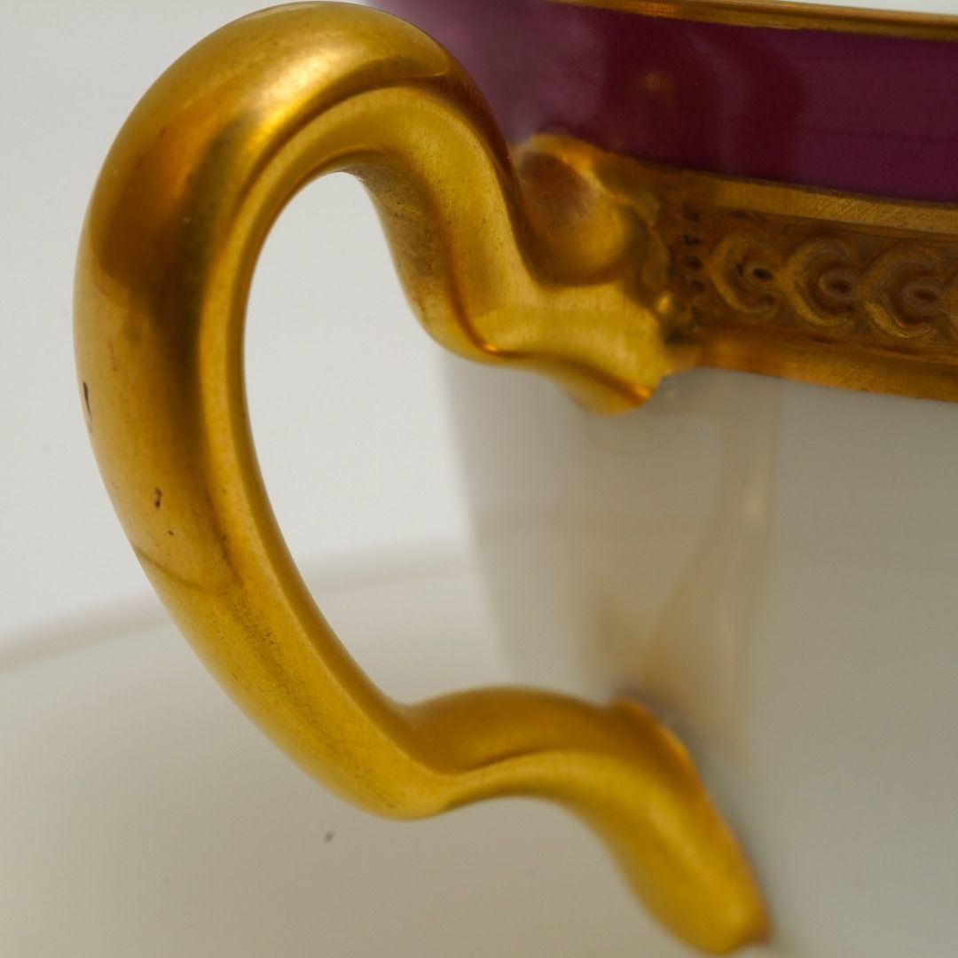 希少】大倉陶園 色蒔エンボス デミタスカップ&ソーサー マロン 2客  