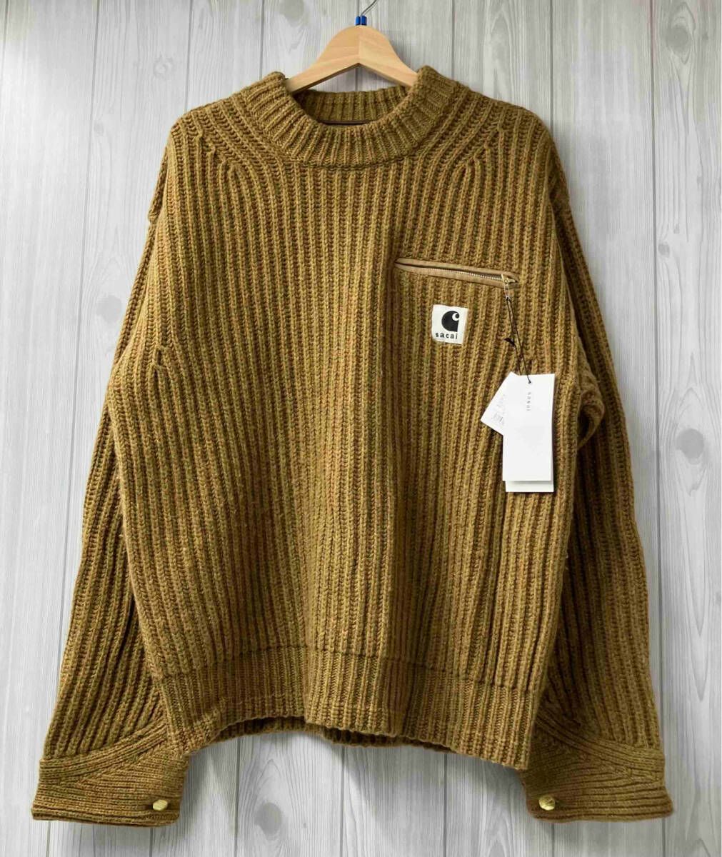 SACAI×carhartt WIP khit Pullover Detroit4 ベージュ 23-03112 L サカイ カーハート デトロイトプルーオーバーニットセーター