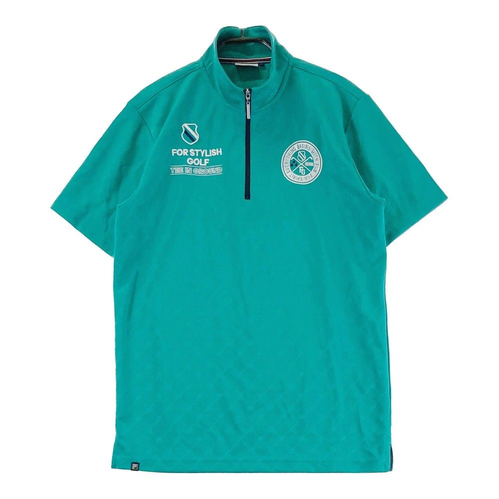 サイズ：L FILA GOLF フィラゴルフ  ハーフジップ 半袖Tシャツ 総柄 グリーン系 [240101326388]# ゴルフウェア メンズ ストスト
