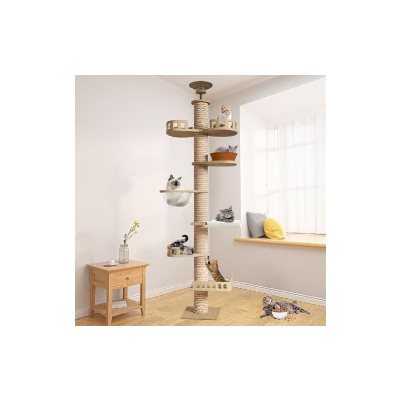 ぶら下がりロープ付き 突っ張り キャットタワー ネコタワー 240～260cm ねこちゃんタワー 猫タワー ファニチャー 激安即決 高評価獲得中!! キャットタワー 突っ張り おしゃれ ねこタワー 爪とぎ ぶら下がり