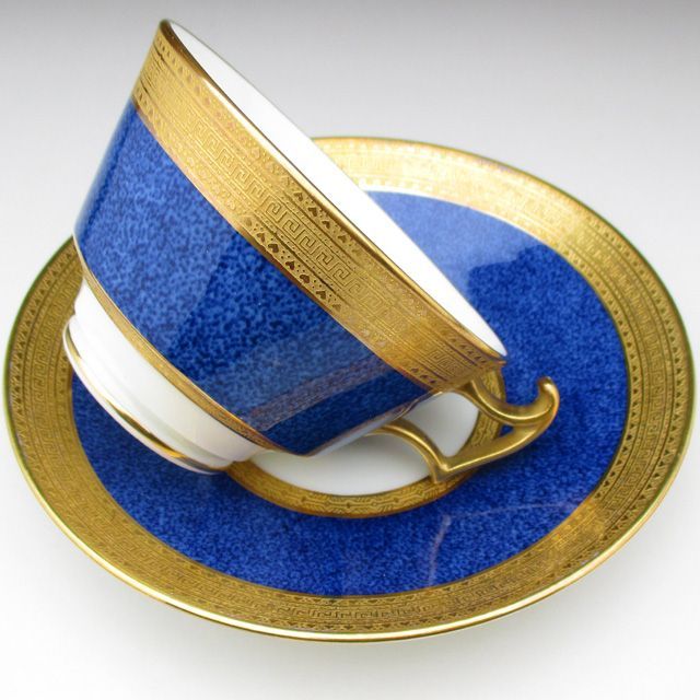 コウルドン 金彩ブルー カップ＆ソーサー アンティーク 1905年 (d