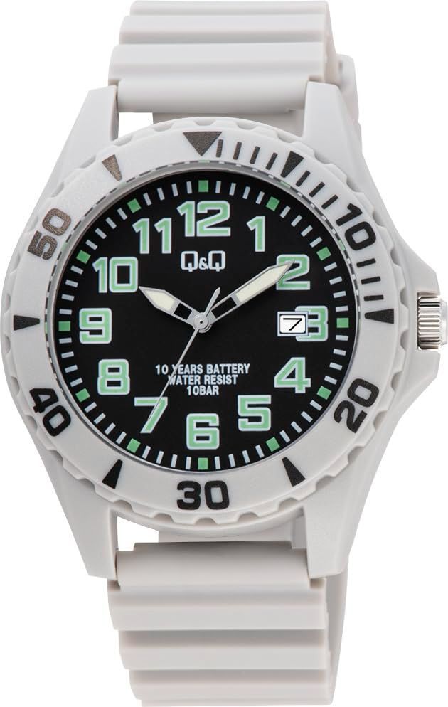 キューアンドキュー アナログ 電池寿命10年 腕時計 10気圧防水 ウレタンバンド A 22 004 VK シチズンQ Q メンズ グレー