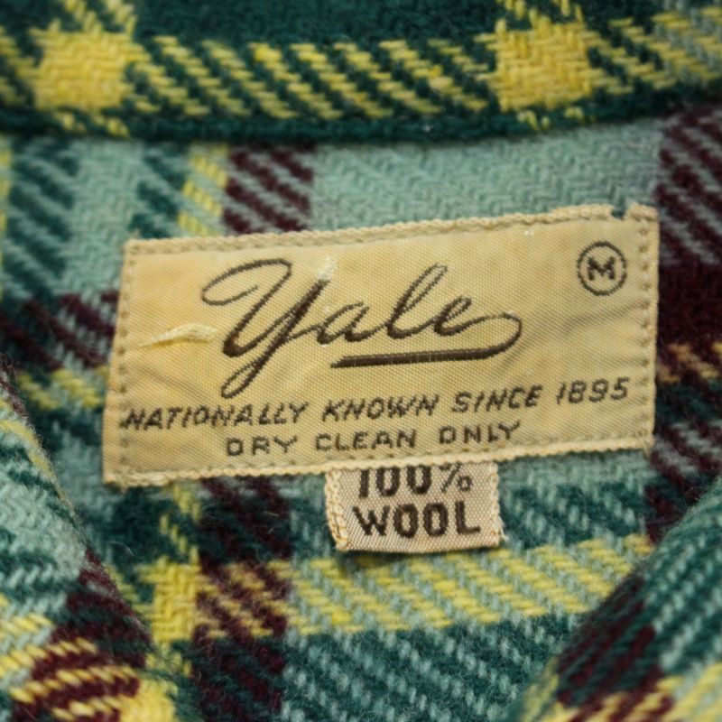 50s vintage Yake チェック柄 ウール オープンカラー 長袖シャツ