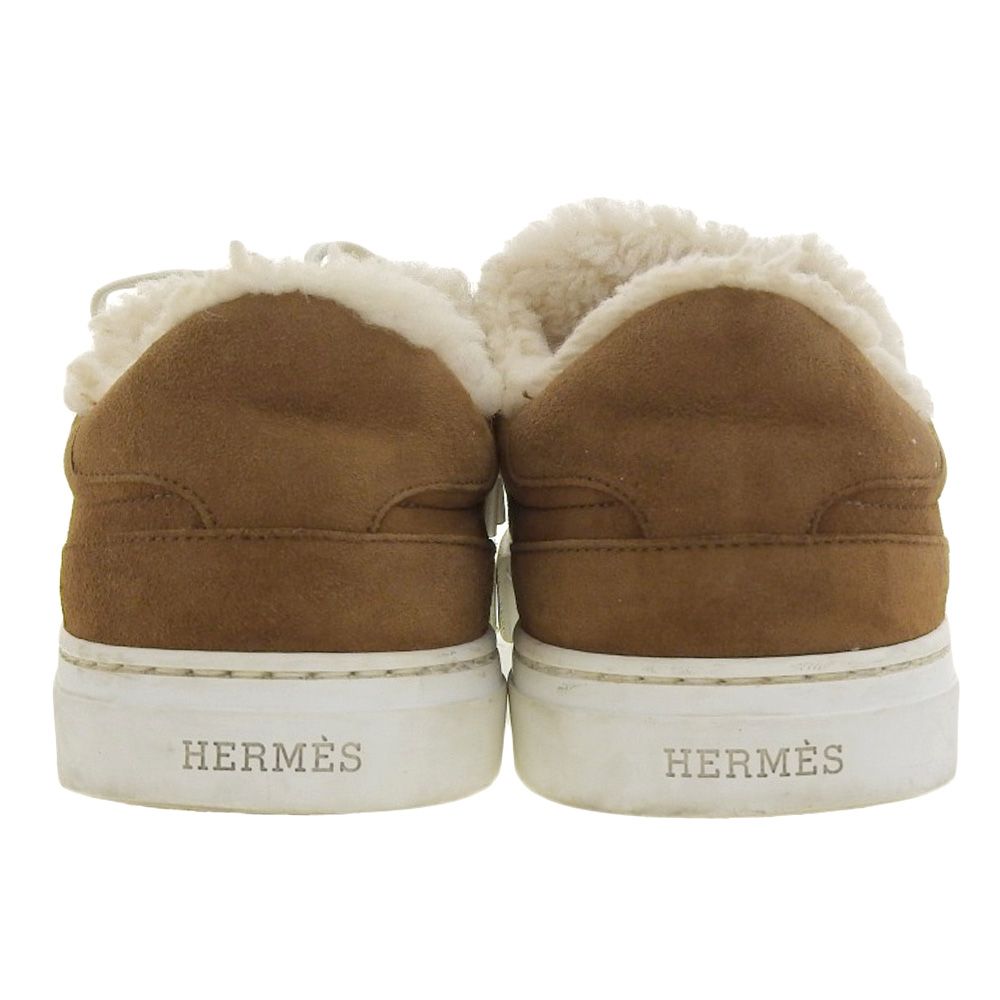 HERMES エルメス スエード ケリー金具 ボア ムートン スニーカー HERMES エルメス スエード ケリー金具 ボア ムートン スニーカー