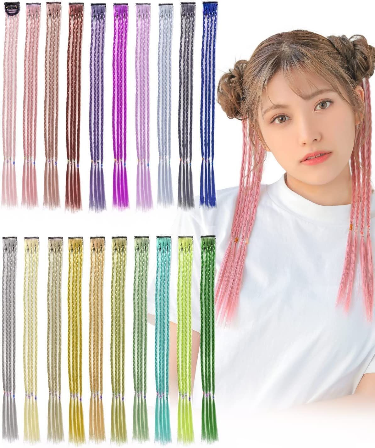 ウィッグ ワンタッチ エクステ 2type メッシュ ポイントウィッグ みつあみ