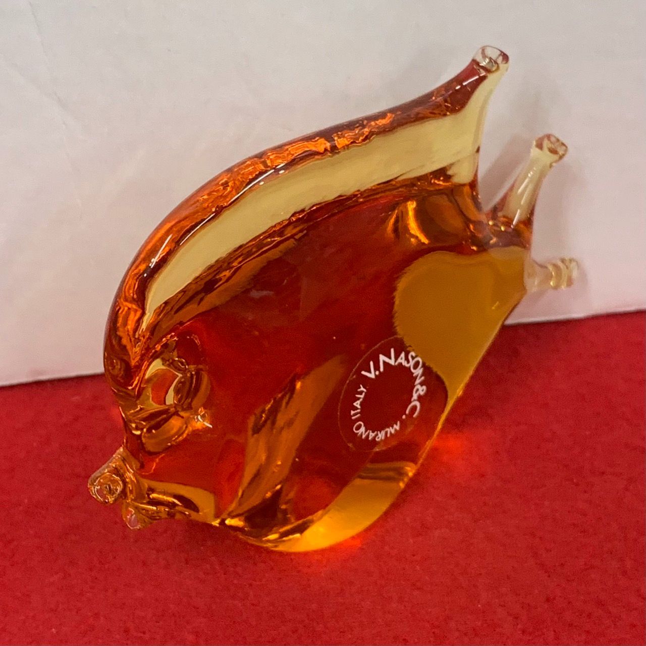 ヴェネチアングラス　ムラーノ　ガラス置物　硝子細工　魚　エンゼルフィッシュ ムラーノ murano V.NASON&C. ベネチアングラス エンゼル
