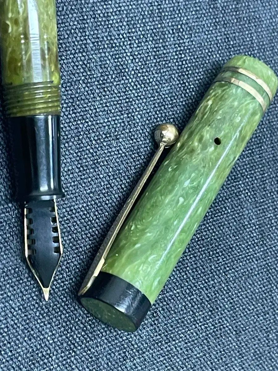 シェーファー 万年筆 5 ー 30 フラットトップ ロング スレンダー ヒスイ 塗装 14 K EF ニップ 異世界転生 語学 辞書 学習参考書 