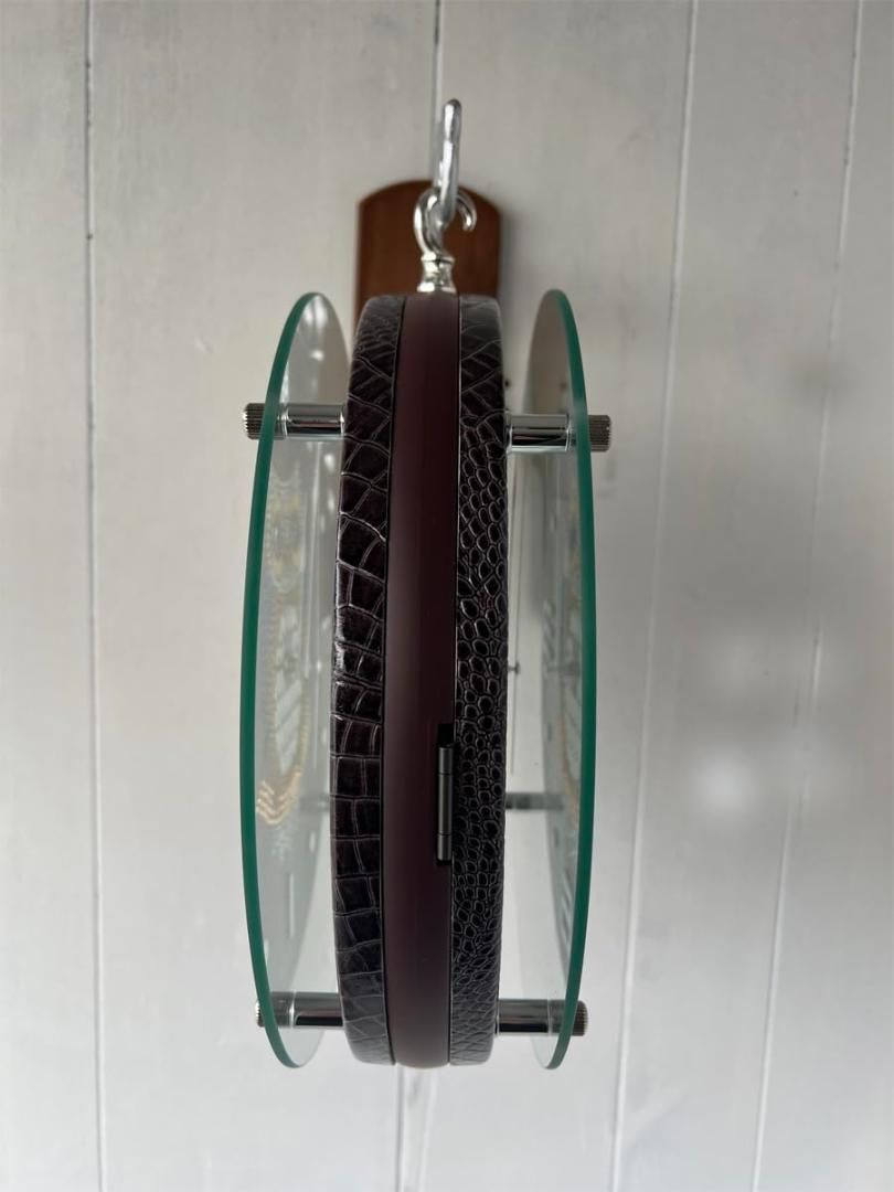 ワニ皮天燃木フクロウ両面時計 おしゃれ 2024 インテリア 静か 無音