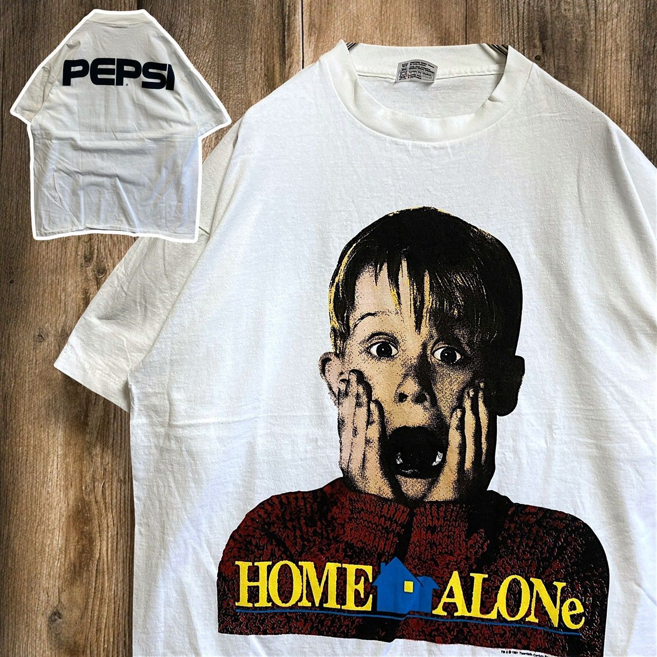 90's HOMEALONE ホームアローン　ムービー Tシャツオリジナル古着 mm]BGHR ムービー Tシャツ 古着 USA製 白 ホームアローン HOME