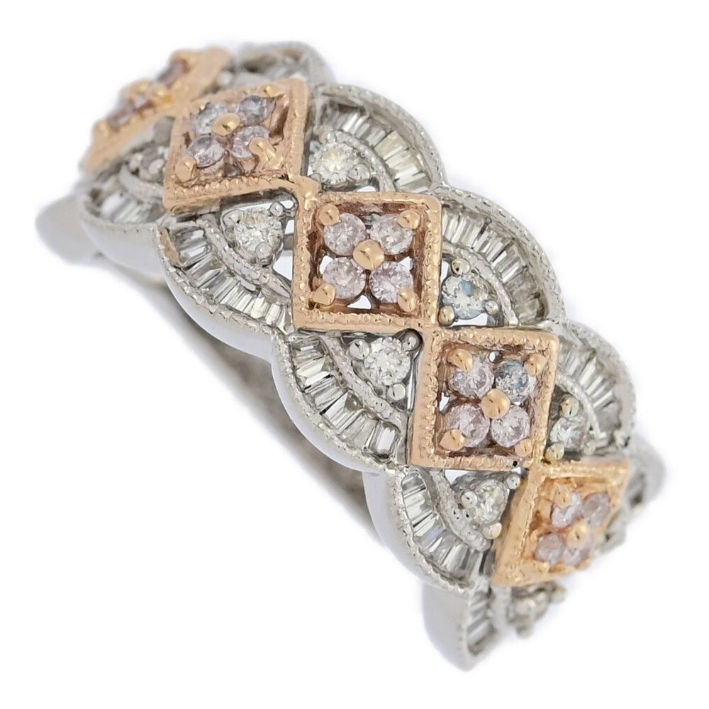 ダイヤモンド/0.43ct リング K18YG 14号 I1583 0.43ct/ピンクダイヤモンド カラーレスダイヤモンド リング