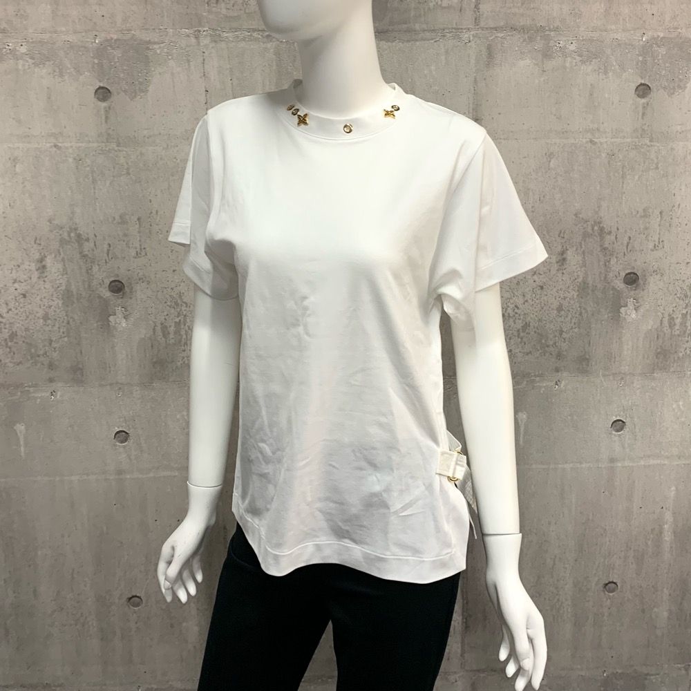 ルイヴィトン LOUIS VUITTON フラワードロップショルダーTシャツ 1A9GP4 22SS/カットソー ラウンドネック/ロゴ 半袖シャツ コットン ホワイト