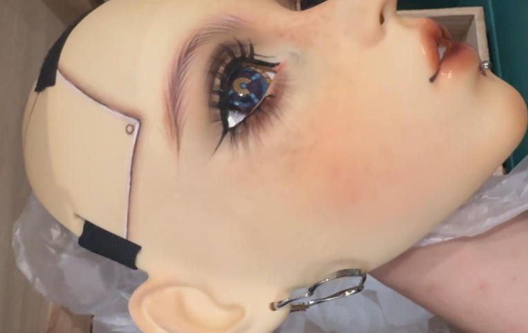 ハーフマスク カツラなし 眼球付き NO.162 ドール ヘッドロリータ人形 コスプレ マスク 仮装 着ぐるみ 二次元美少女