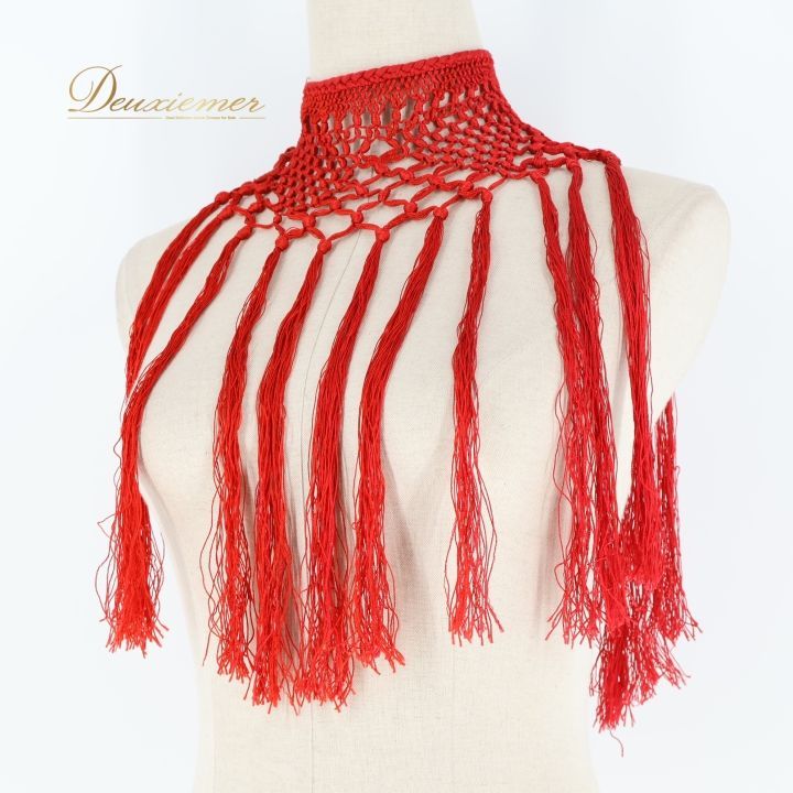 フラメンコ衣装 極美品】ロングフレコ付き 刺繍花柄 レッド シージョ