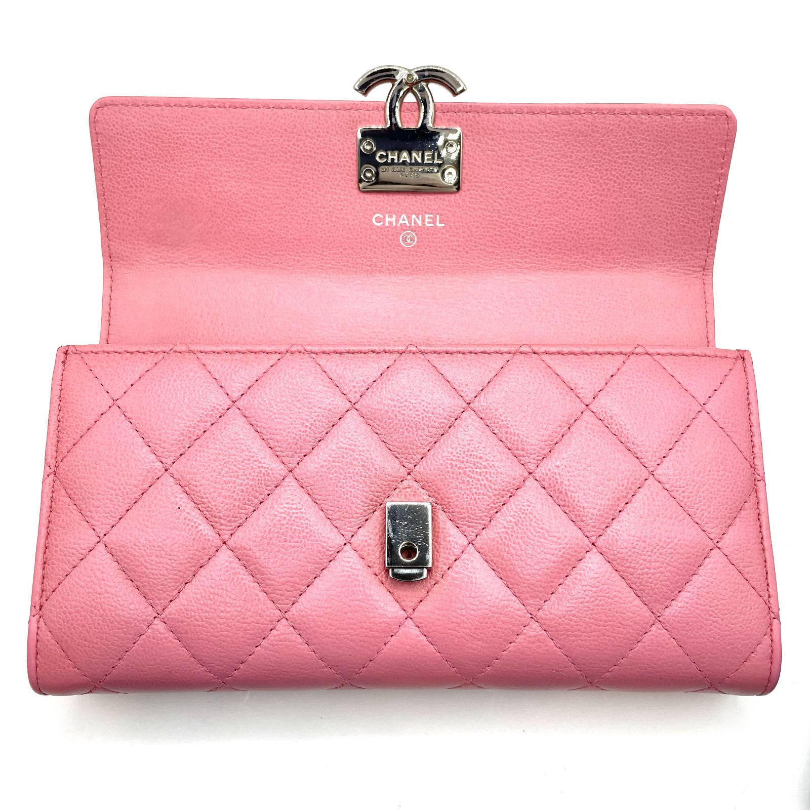 220】CHANEL シャネル ハーフココ プッシュロック式 フラップ 二 