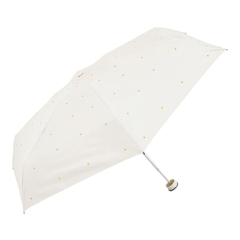 【在庫セール】HUS. 日傘 軽量 190g UVカット 遮光 遮熱 折りたたみ傘 折りたたみ日傘 雨傘兼用日傘 晴雨兼用 ベージュ アイボリー ラメ スター 星 コンパクト レディース メンズ 女性 男性 子ど