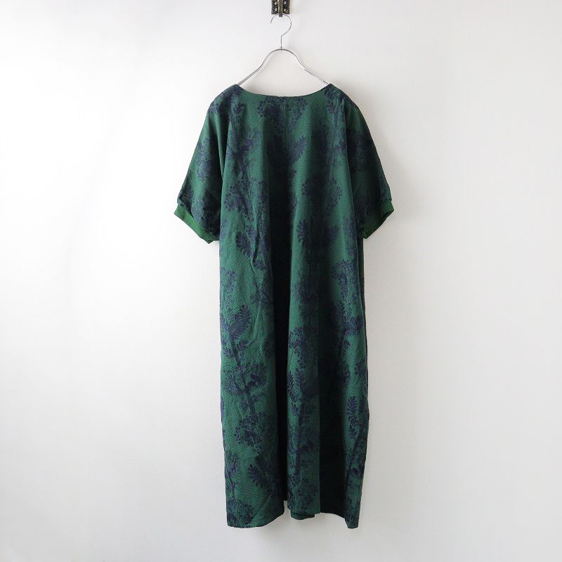 2025SS マーブルシュッド marble SUD sleepy forest 袖口リブ ワンピース F|グリーン EMB 刺繍 プルオーバー 2400014376609