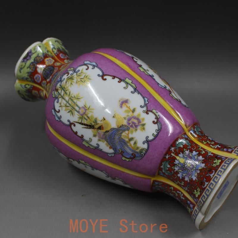 清の乾隆珐琅彩莳絵花鳥軣者瓶 景徳鎮 陶磁器 装飾品 現代工芸品 美術品 置物 清の乾隆珐琅彩莳絵花鳥軣者瓶 景徳鎮 陶磁器 装飾