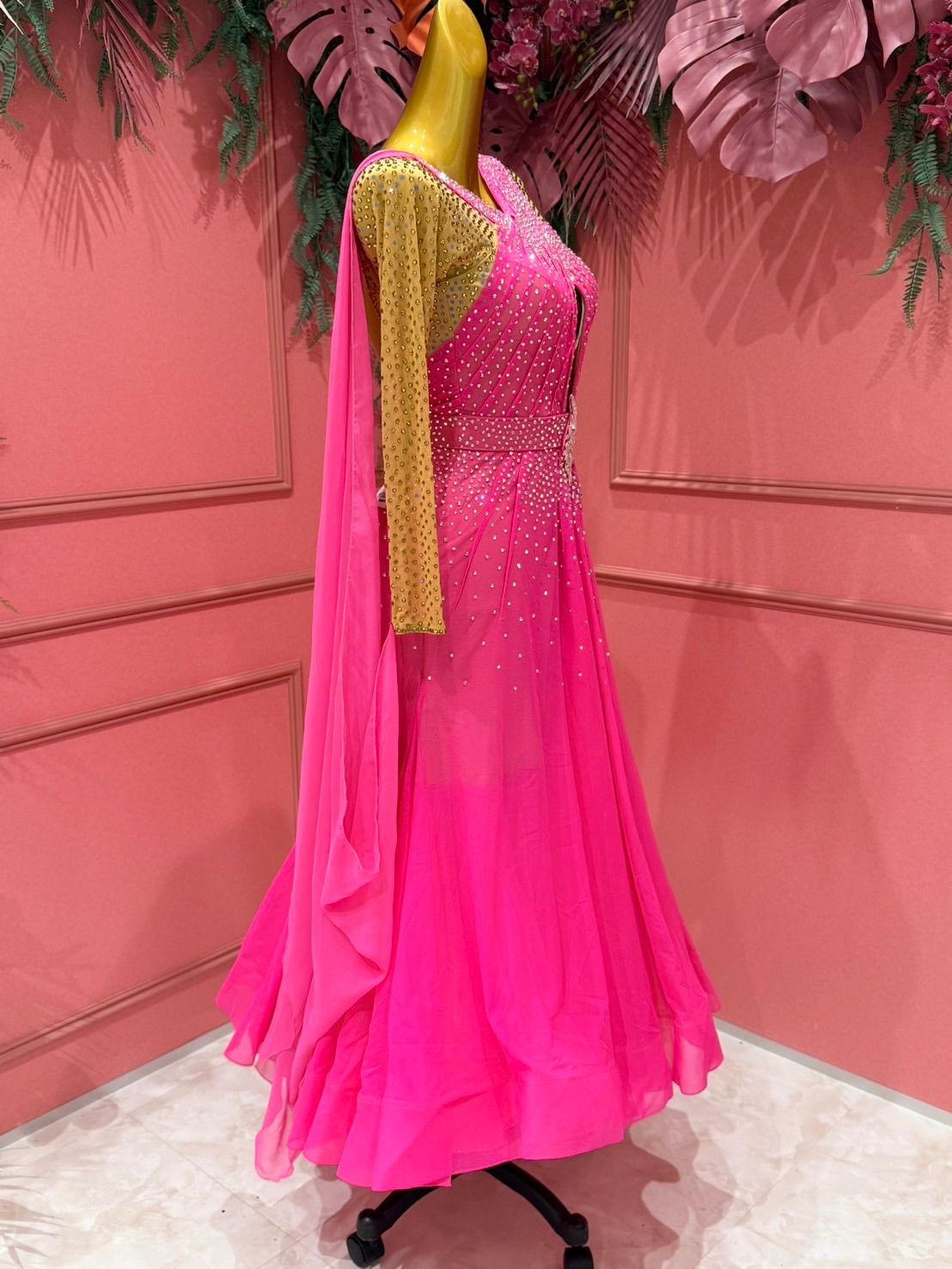 社交ダンス gentil ジャンティ modern スタンダード ピンク サイズS