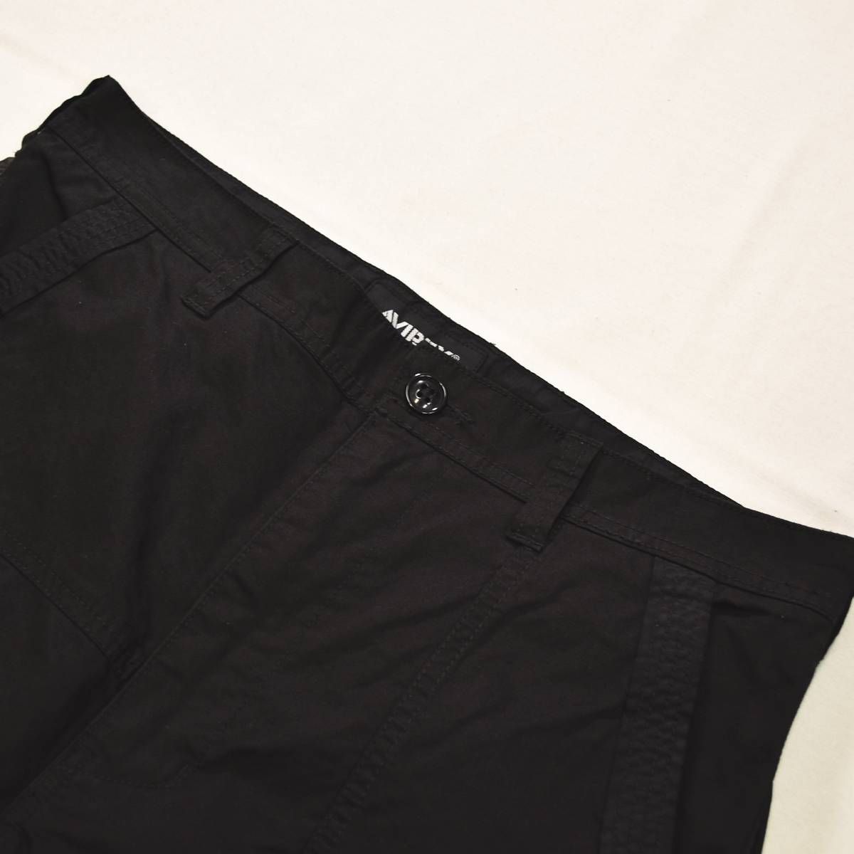 アヴィレックス AVIREX コンビネーション カスタム ジョガー パンツ ジップアップ ロゴ プリント 刺繍 パッチワーク 異素材 切替 L ブラック x 迷彩柄 ストリート ミリタリー カジュアル ウェア メンズ