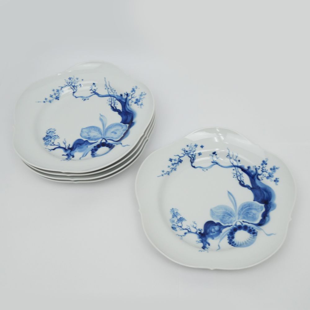 名東 MEISSEN マイセン ブルーオーキッド プレート 25cm 5枚 セット 皿 食器 テーブルウェア