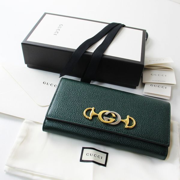 GUCCI グッチ ZUMI ズゥミ レザーコンチネンタルウォレット/グリーン 