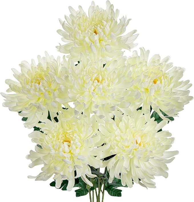 【在庫処分】Villa Como キク 菊 造花 重ね菊 仏花 お供え 花径15.2cm 仏壇用 お盆 お彼岸 お悔やみ 枯れない花 アートフラワー イ(6， 菊（白い）)