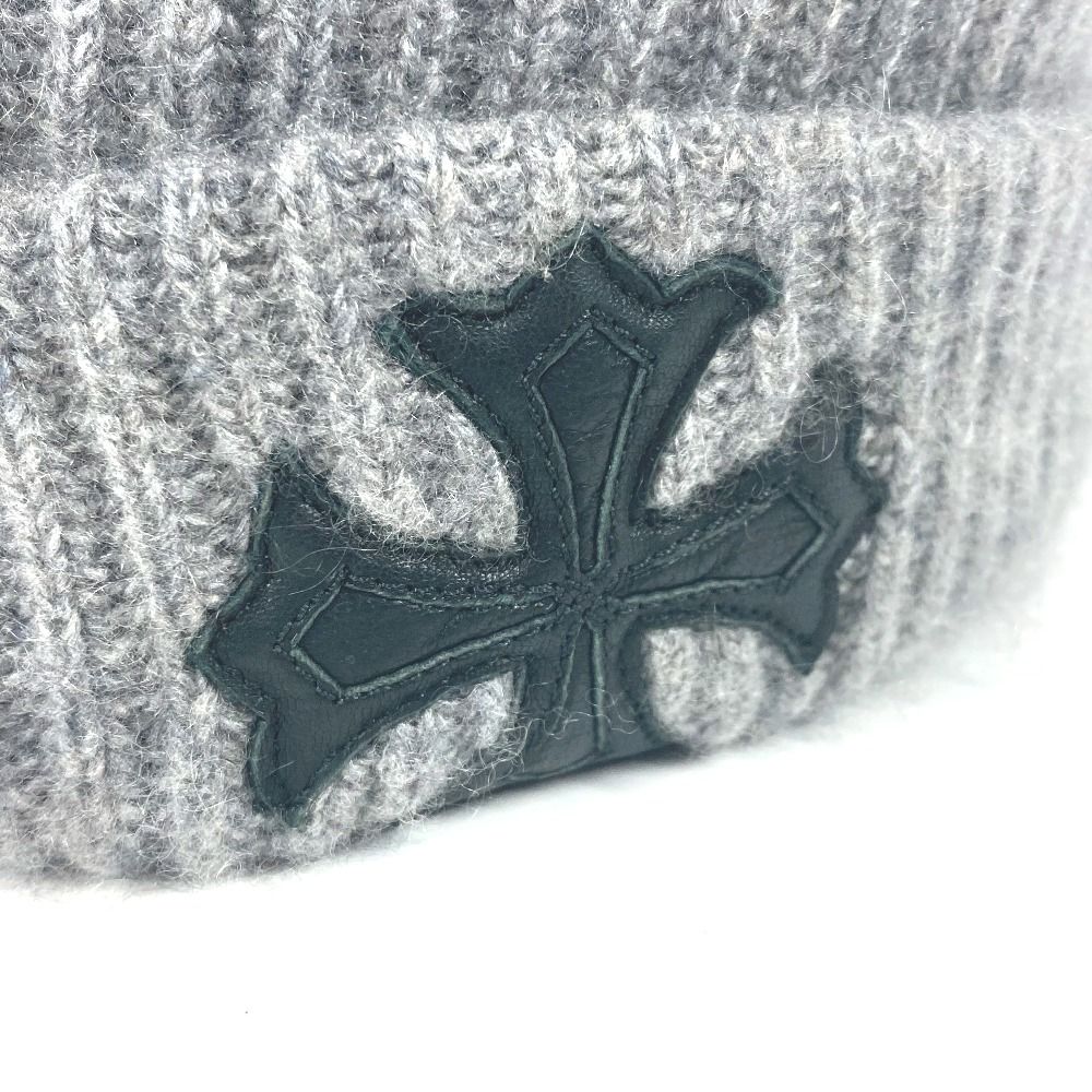 クロムハーツ レザーパッチ ニット帽 chrom hearts 訳あり CHROME HEARTS クロムハーツ クロスパッチ ニット帽 ビーニー