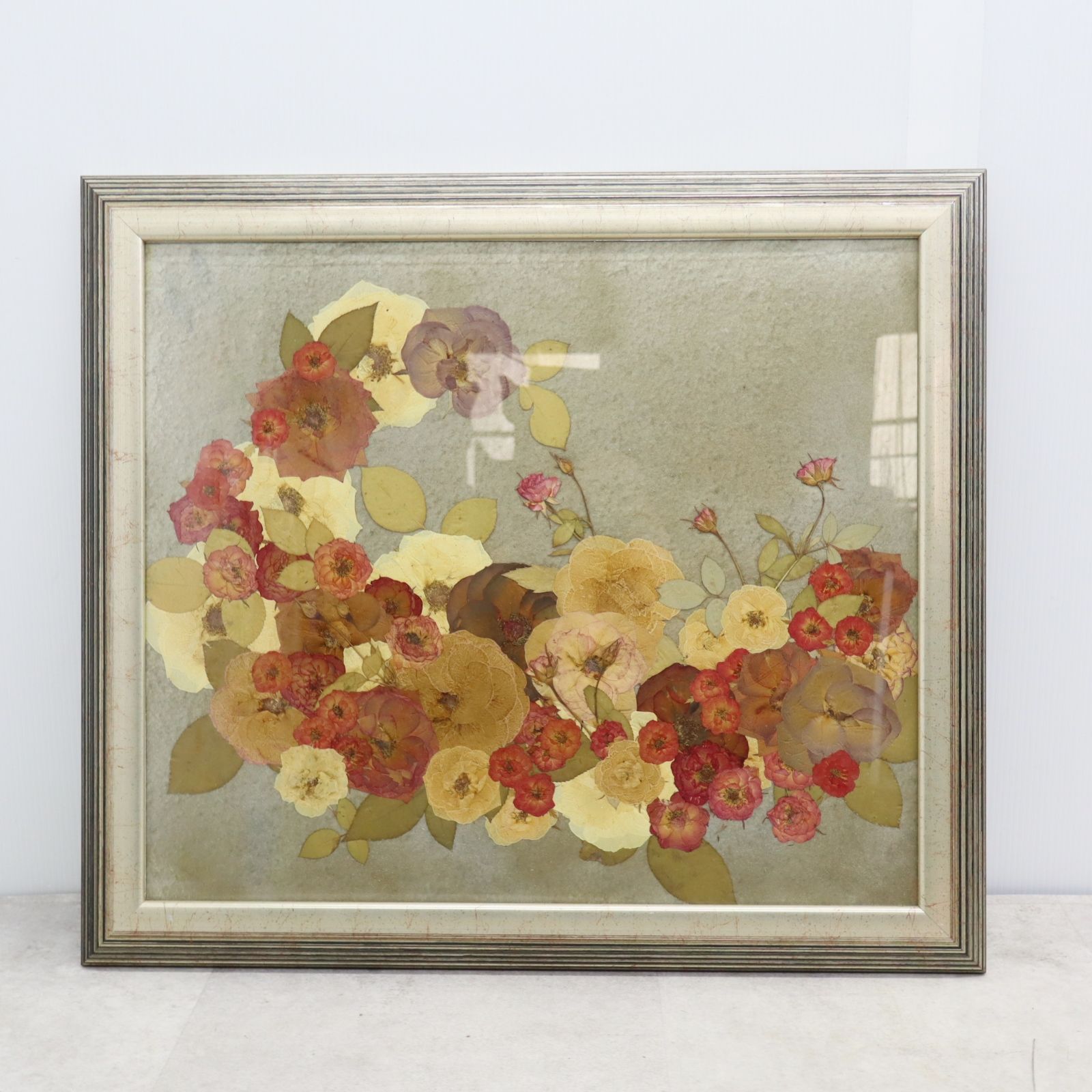 ▽インテリアに!!! 約54×62×3ｃｍ｜額入り 押し花 ｜ ｜ アートフラワー 押花 バラ ハンドクラフト 木製アクリル額入り□P3395 -  メルカリ