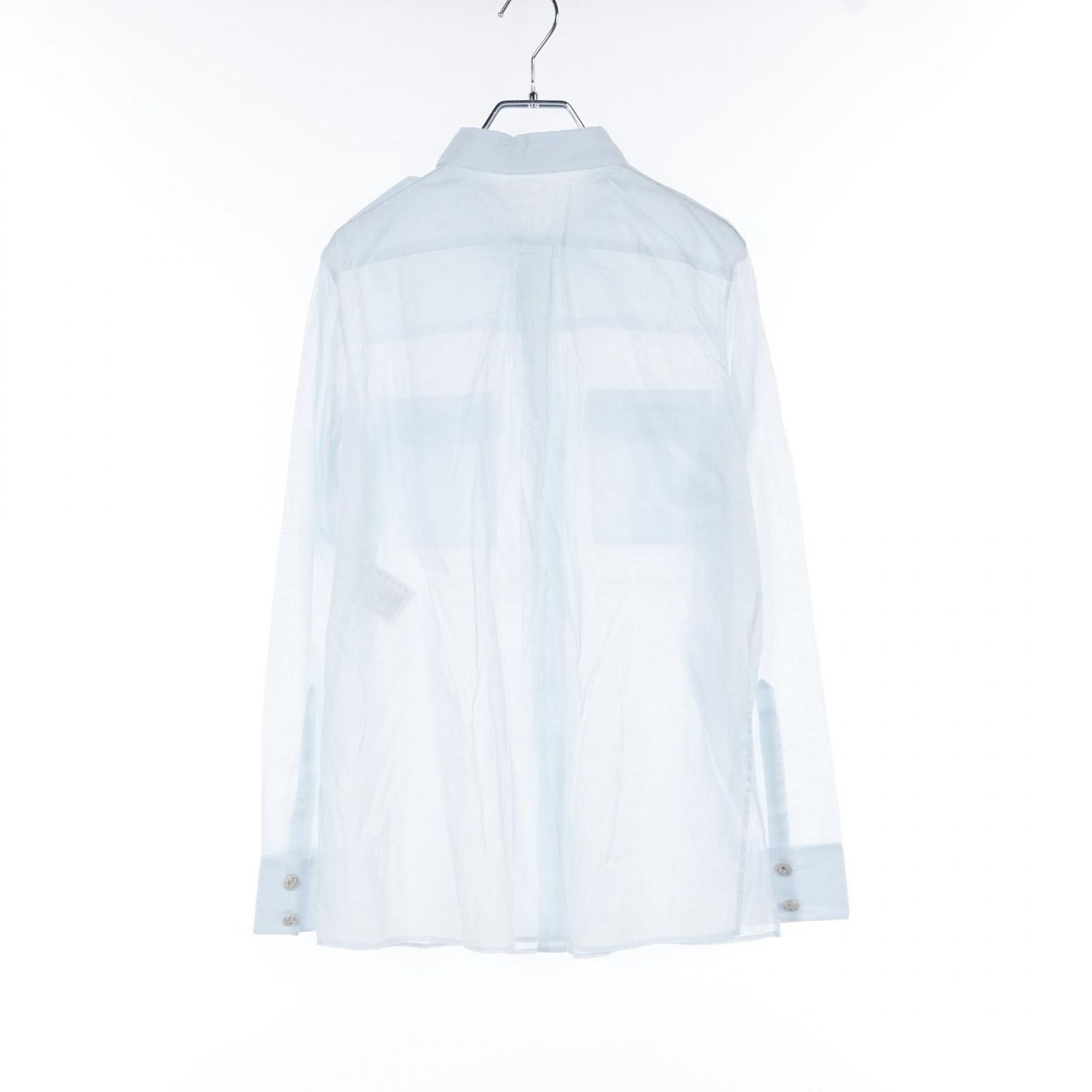 シャネル CHANEL 長袖シャツ ココマークボタン P40014 サックス コットン 長袖シャツ レディース Used A