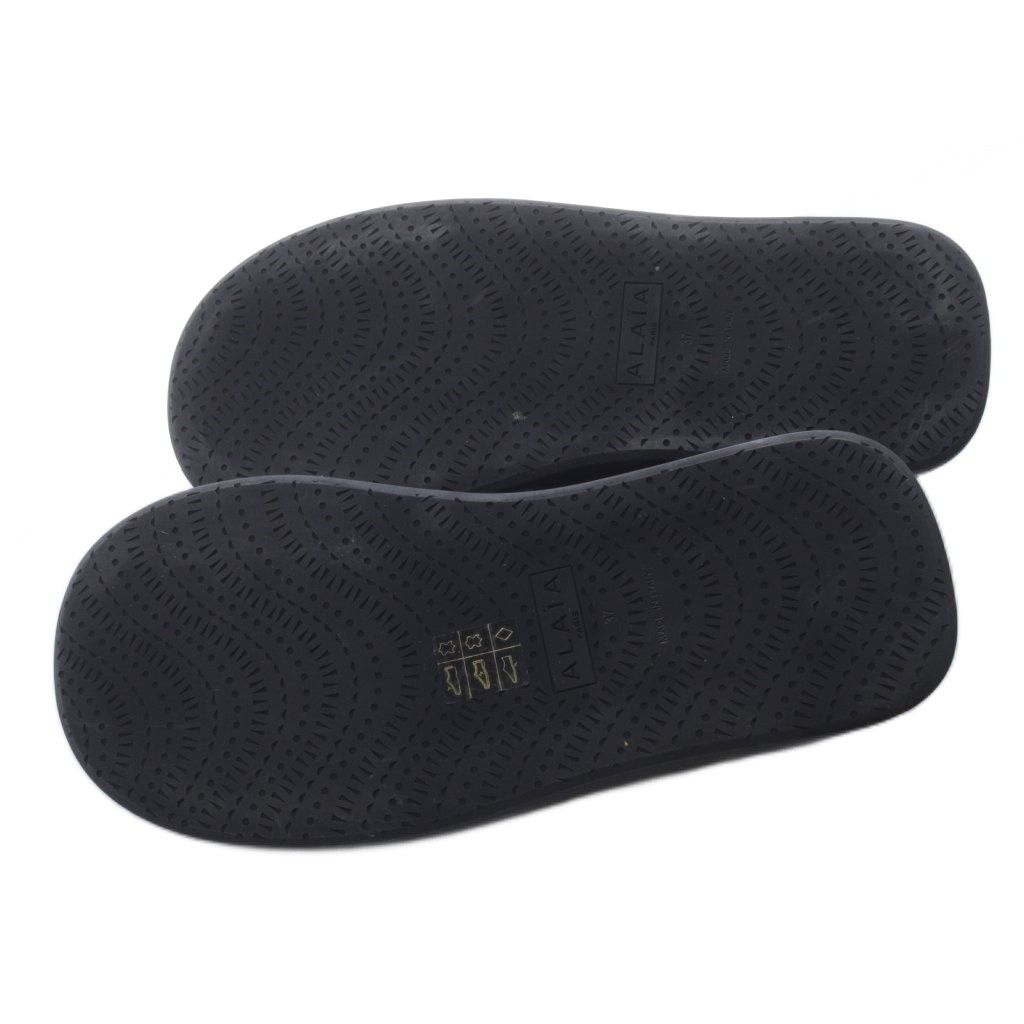 【ALAIA】装飾付き スエード トング サンダル ブラック アライア ALAIA Flip flops トングサンダル レザー 37 黒