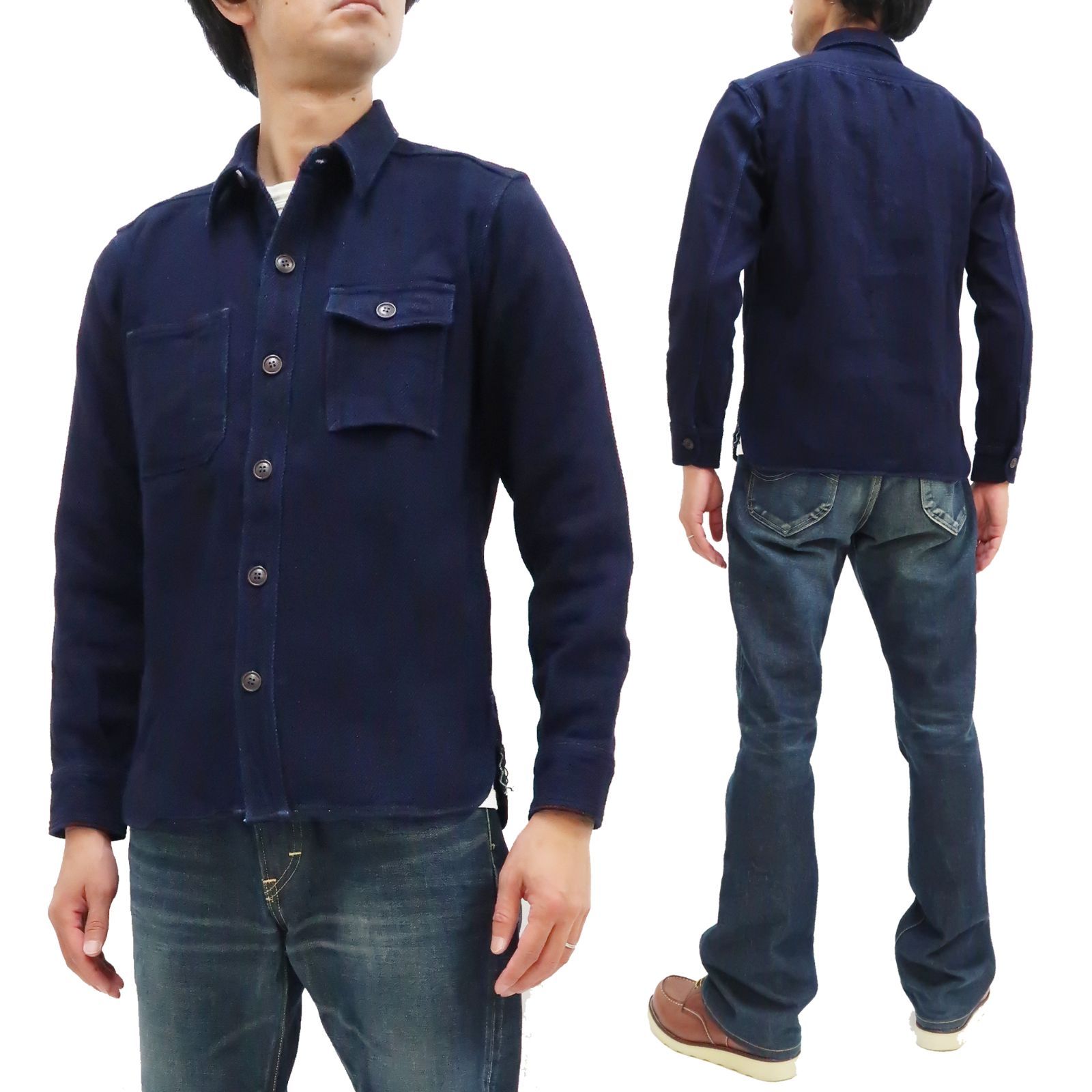 桃太郎ジーンズ) Momotaro Jeans 長袖シャツ MZLS1070 無地 インディゴ