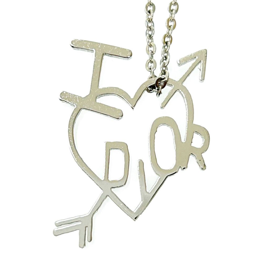 【中古】【箱付き】 Christian Dior クリスチャンディオール メタル ロゴ ハートアロー ネックレス レディース シルバー 220263  ネックレス