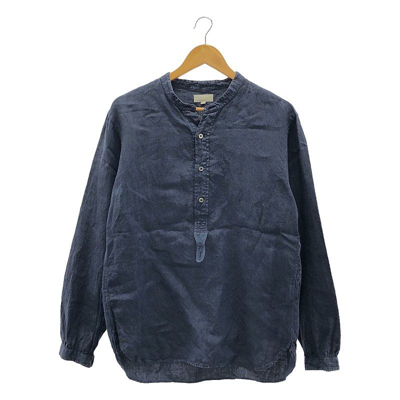 美品 MARGARET HOWELL バンドカラー プルオーバー リネンシャツ マーガレットハウエル バンドカラーシャツ プルオーバー リネン