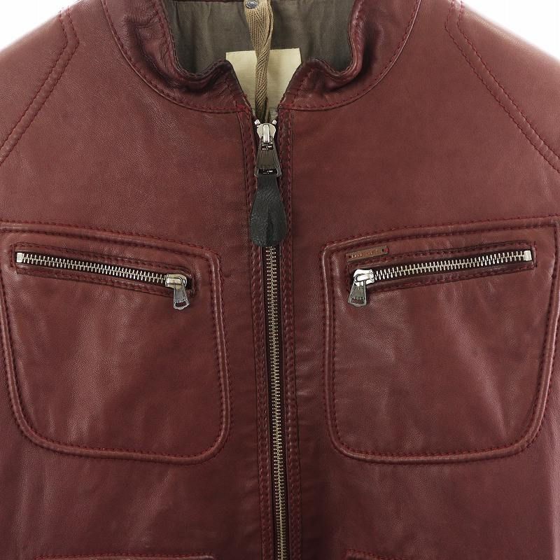 ディーゼル DIESEL ライダースジャケット シングル 羊革 ラムレザー M