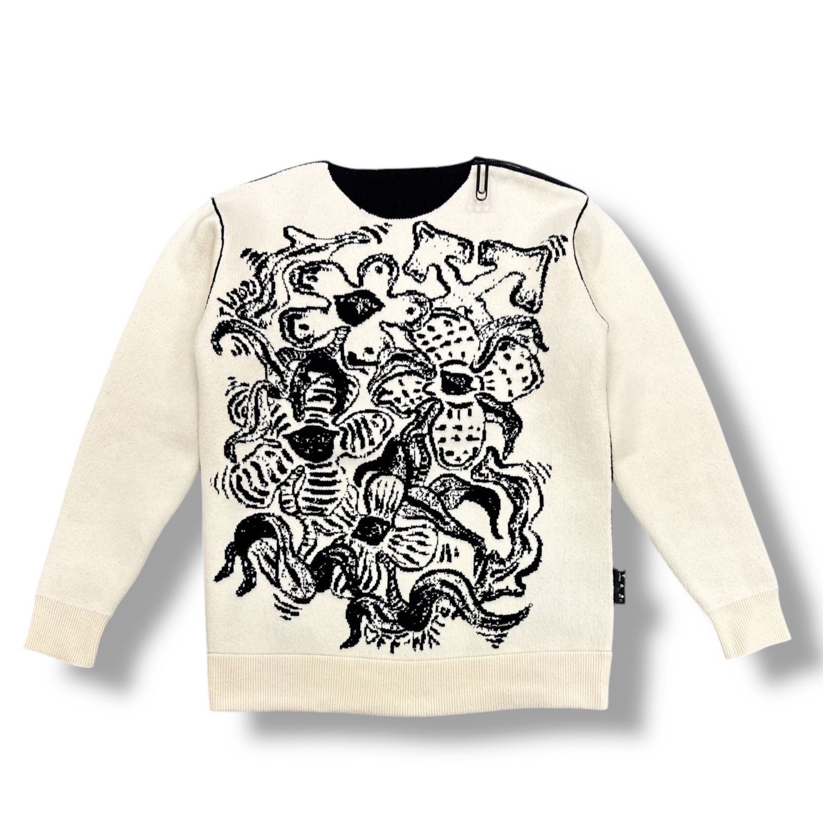 参考上代143000円 Off-White 20AW フローラルクルーネックプルオーバーニット セーター バージルアブロー オフホワイト OMHE049E20KNI001ホワイト S 87676A5