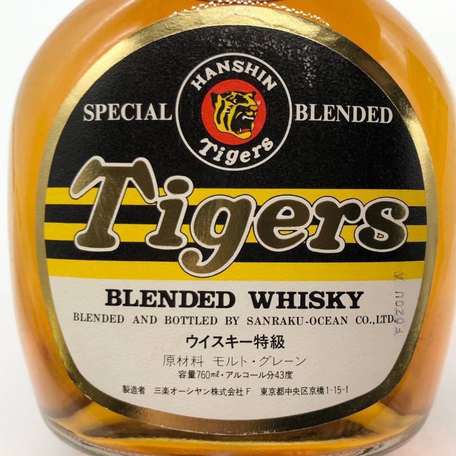 阪神タイガース　ウィスキー　特級　760ml　43%　三楽オーシャン　記念ボトル　限定品　古酒◎ 三楽オーシャン 阪神タイガース ウイスキー特級 760ml 43% 古酒未開封