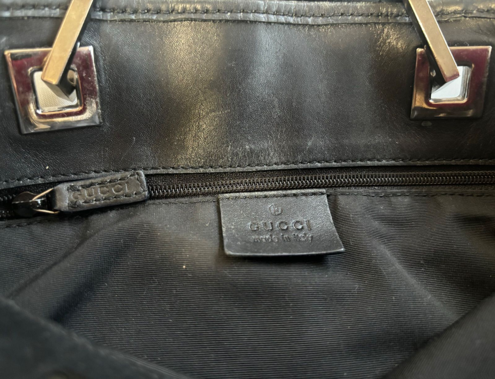 グッチGUCCI ミニトートバッグ 31244 001998 GGキャンバス レザー ブラック GG柄 ハンドバッグ 現状品