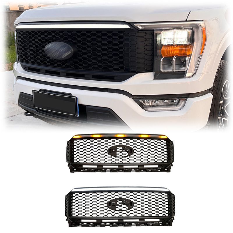 21 フォードF150 LEDライト内蔵フロントグリル 中網 フェイスリフト用