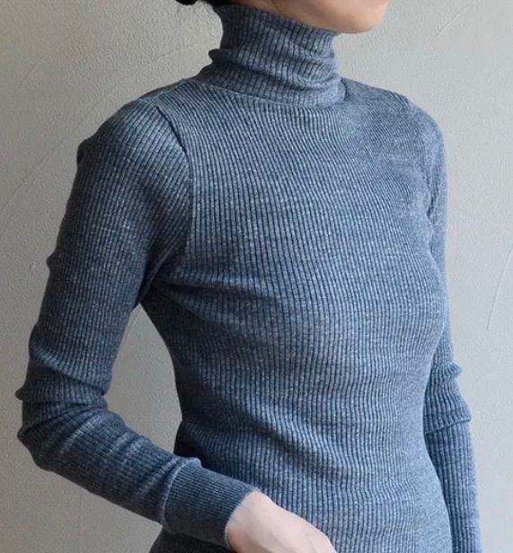 天衣無縫『コットンリブ タートルネック』1点 オーガニックコットン100