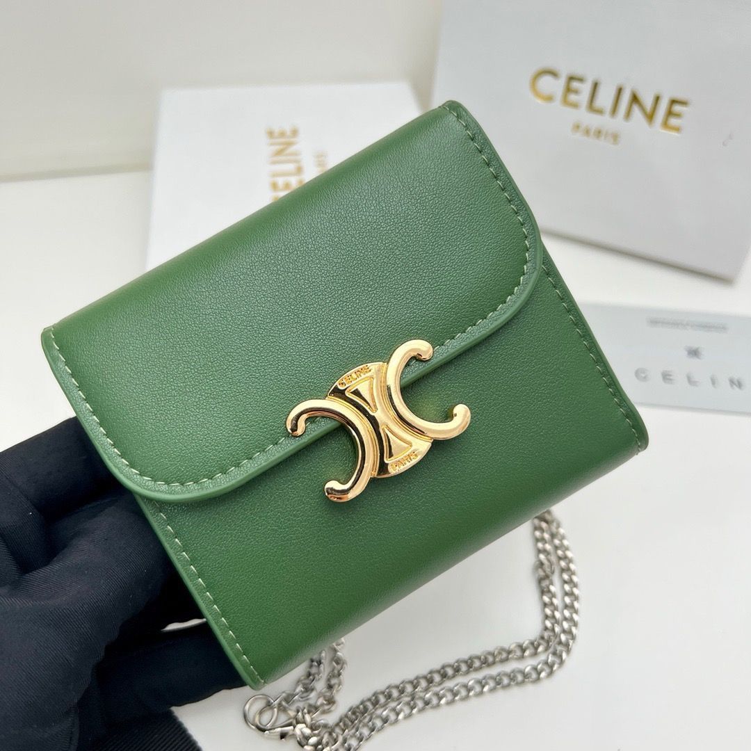 本日限定価格✨セリーヌ celine 財布 三つ折り トリオンフ財布 ライトグリーン