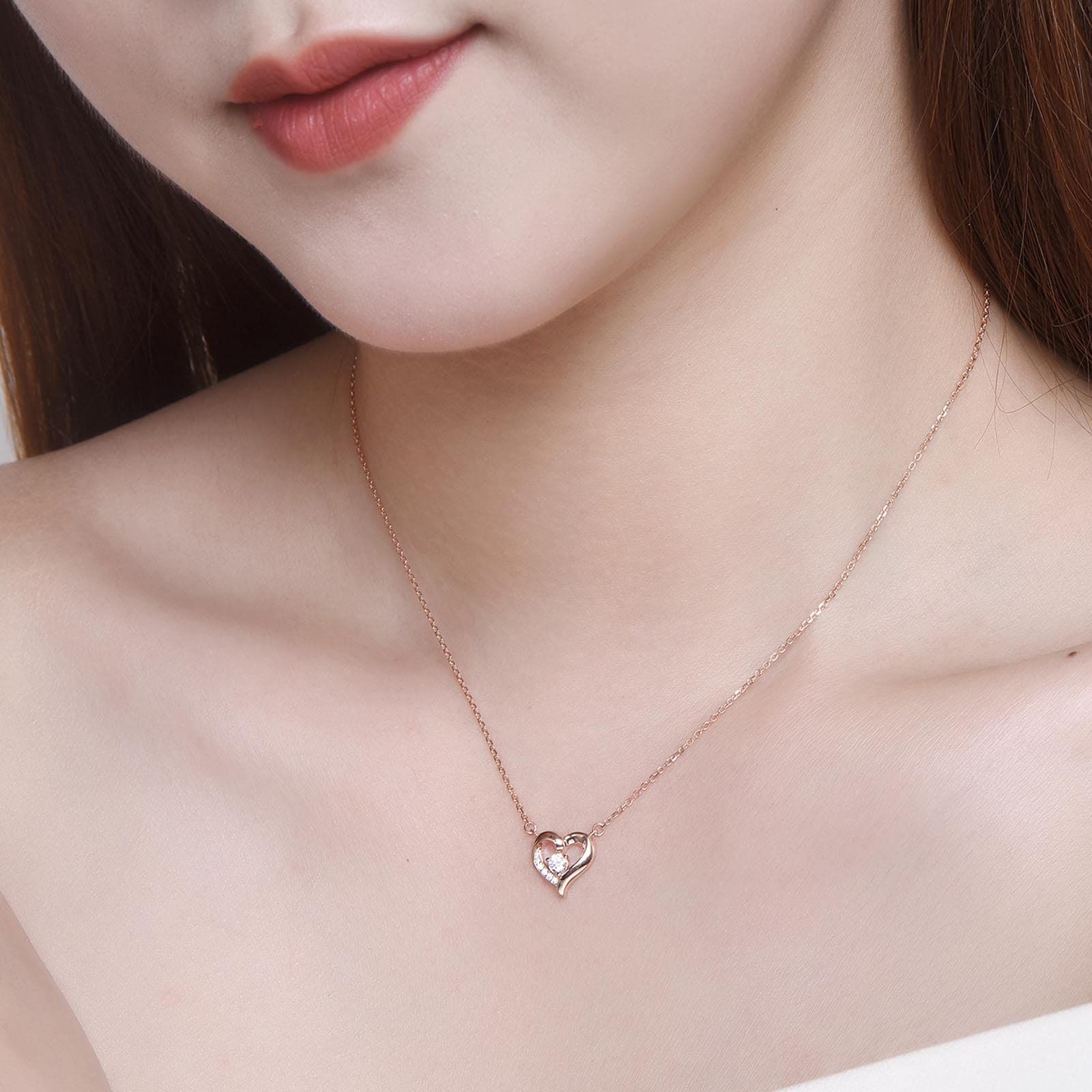  温かい心 シルバー925 ハート 金属アレルギー対応 ジルコニア レディース ネックレス シンプル 誕生石 錆びないネックレス 通勤 FH.bird プレゼント女性 ネックレス アクセサリー