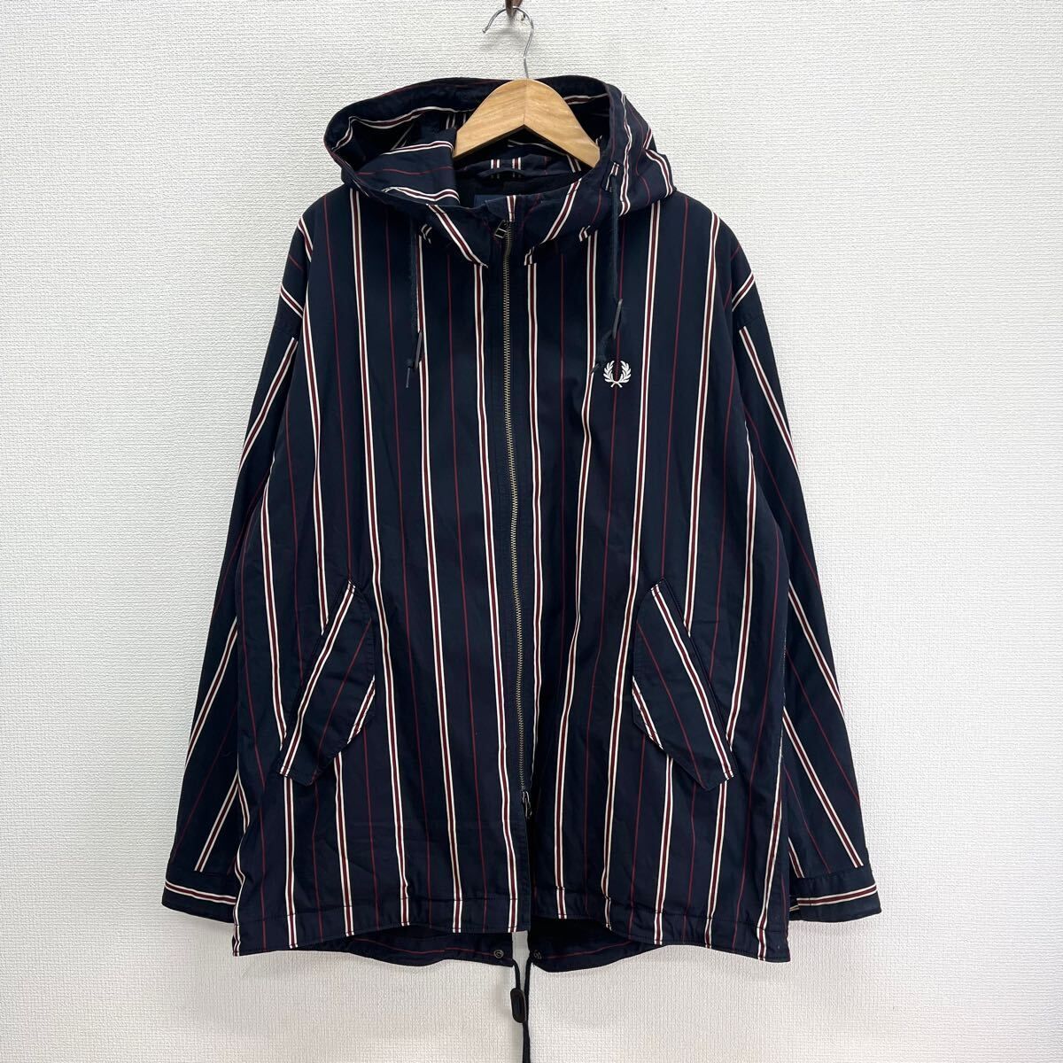 FRED PERRY フレッドペリー F2621 Striped Short Fishtail Parka フィッシュテールパーカー ストライプ  SOLOTEX 裏フリース M 10121237 - メルカリ