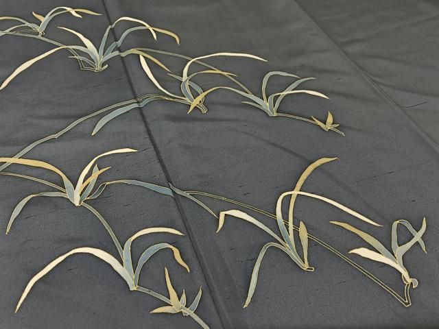 平和屋着物○京友禅 森岡功 訪問着 紬地 正絹 逸品 AABB0253zg 平和