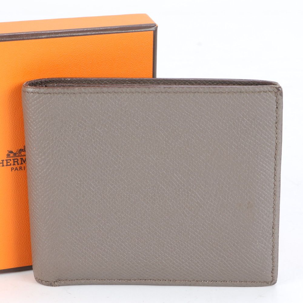 エルメス C 刻印 MC2 コペルニクス コンパクト ウォレット レザー 二つ折り 財布 ラウンドファスナー メンズ RCE CJ14-5